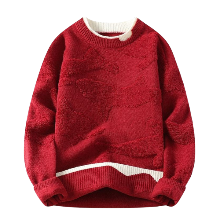 Sweater with Textured Abstract Pattern